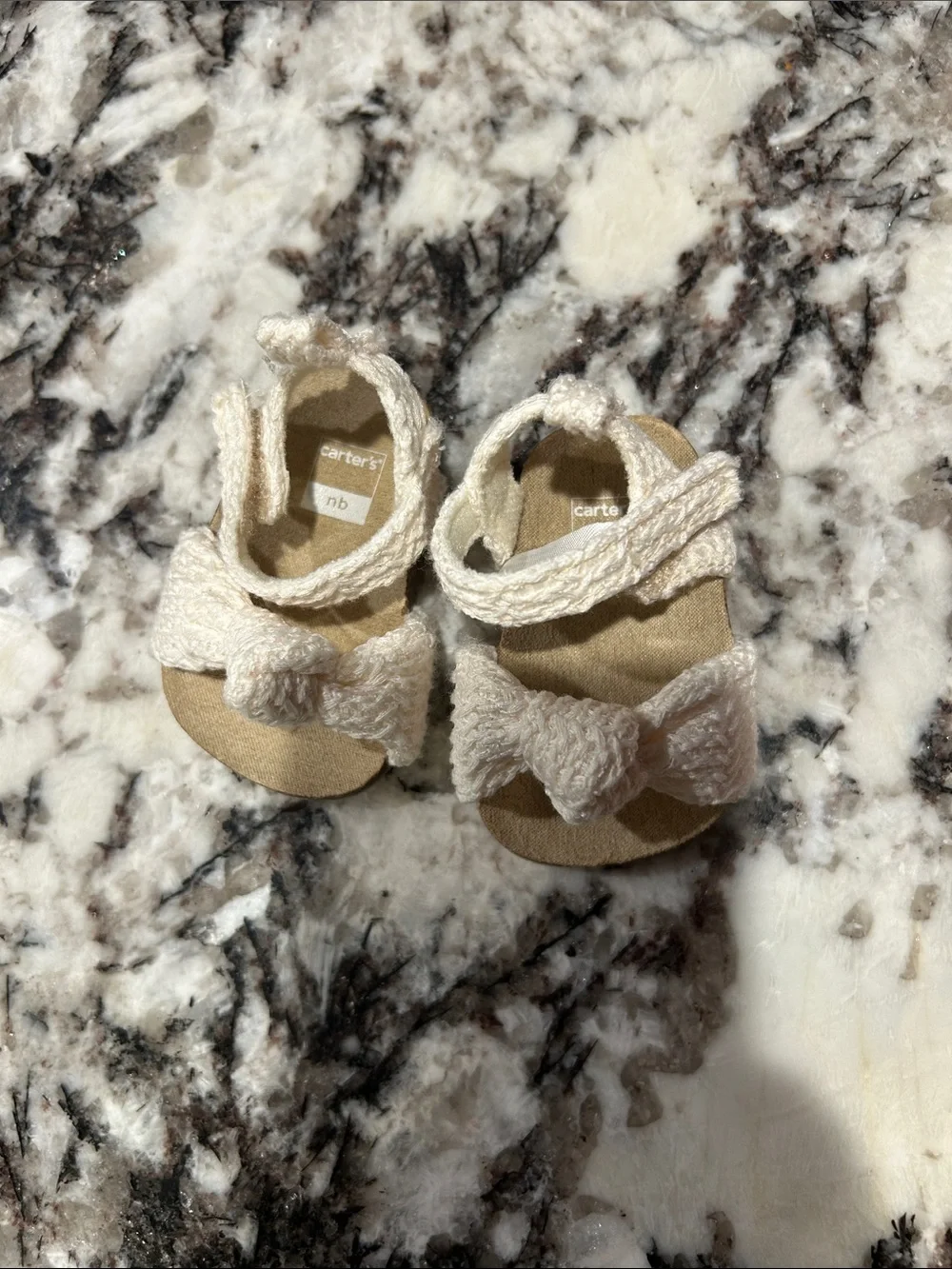 Carter's Cream Braided Bow Baby Sandals